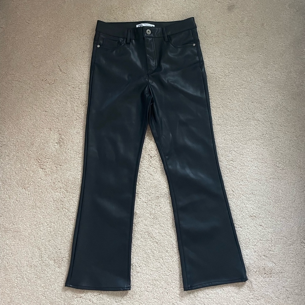 Bootcut black leather pants